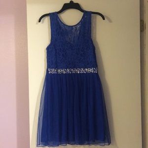 Blue homecoming/formal dress with a jeweled belt!